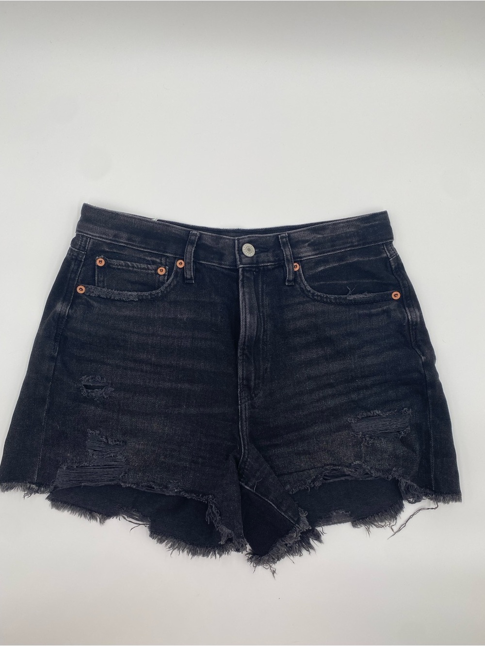 American Eagle Outfitters 90’s Boyfriend Black Distressed High-Rise Denim Shorts